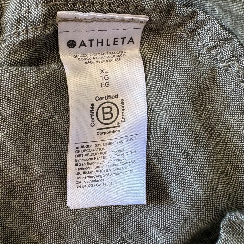 Athleta Voyager Tank XL Olive Green Linen Square Neck Sleeveless Top - Picture 6 of 6
